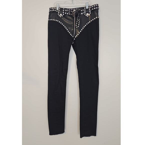 Alyx Black Studded Biker Pants with Leather – Size 27 - Picture 2 of 6